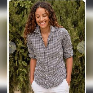 Frank & Eileen Barry Check Crinkle Long Sleeve Button Up Black sz  Large